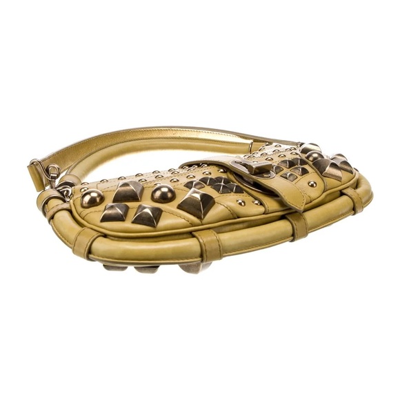 Burberry Prorsum Green Leather Studded Shoulder Bag - Picture 5 of 6